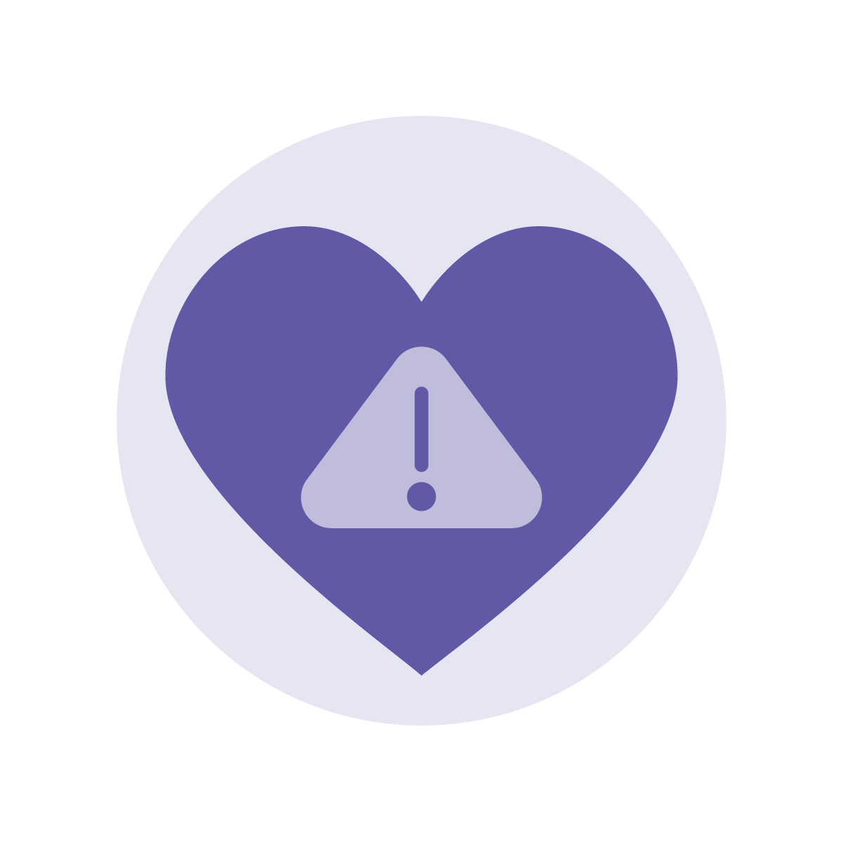 Heart shape overlaid with warning sign