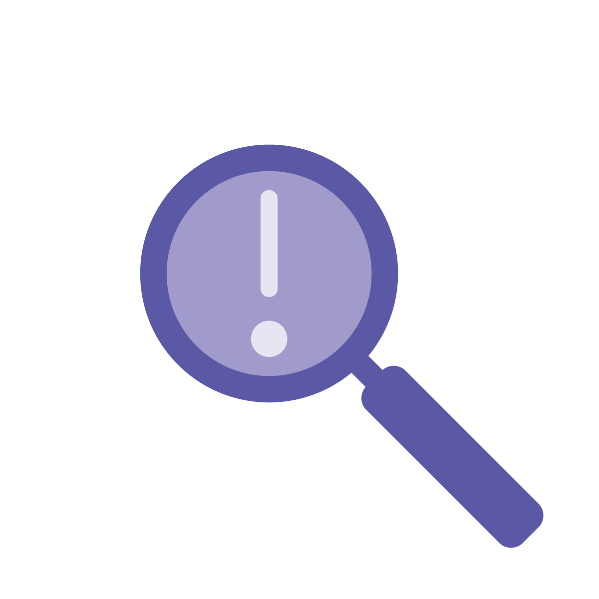 Magnifying glass exclamation icon