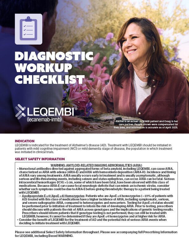 LEQEMBI Diagnostic Workup Checklist thumbnail