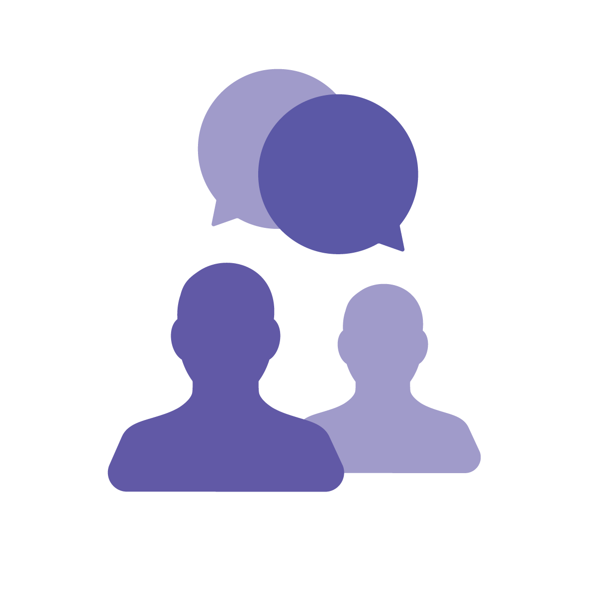 Silhouette of two people talking